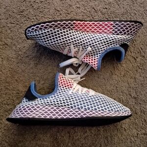 Adidas Deerupt Running Shoes ARTCG6095 Red Blue Purple Size 6.5 Womens PRE-OWNED